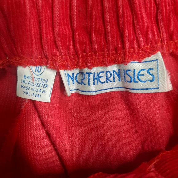 VTG Northern Isles High rise Mom Red Corduroy Knee cuff elastic shorts Vtg 10 - Picture 3 of 4